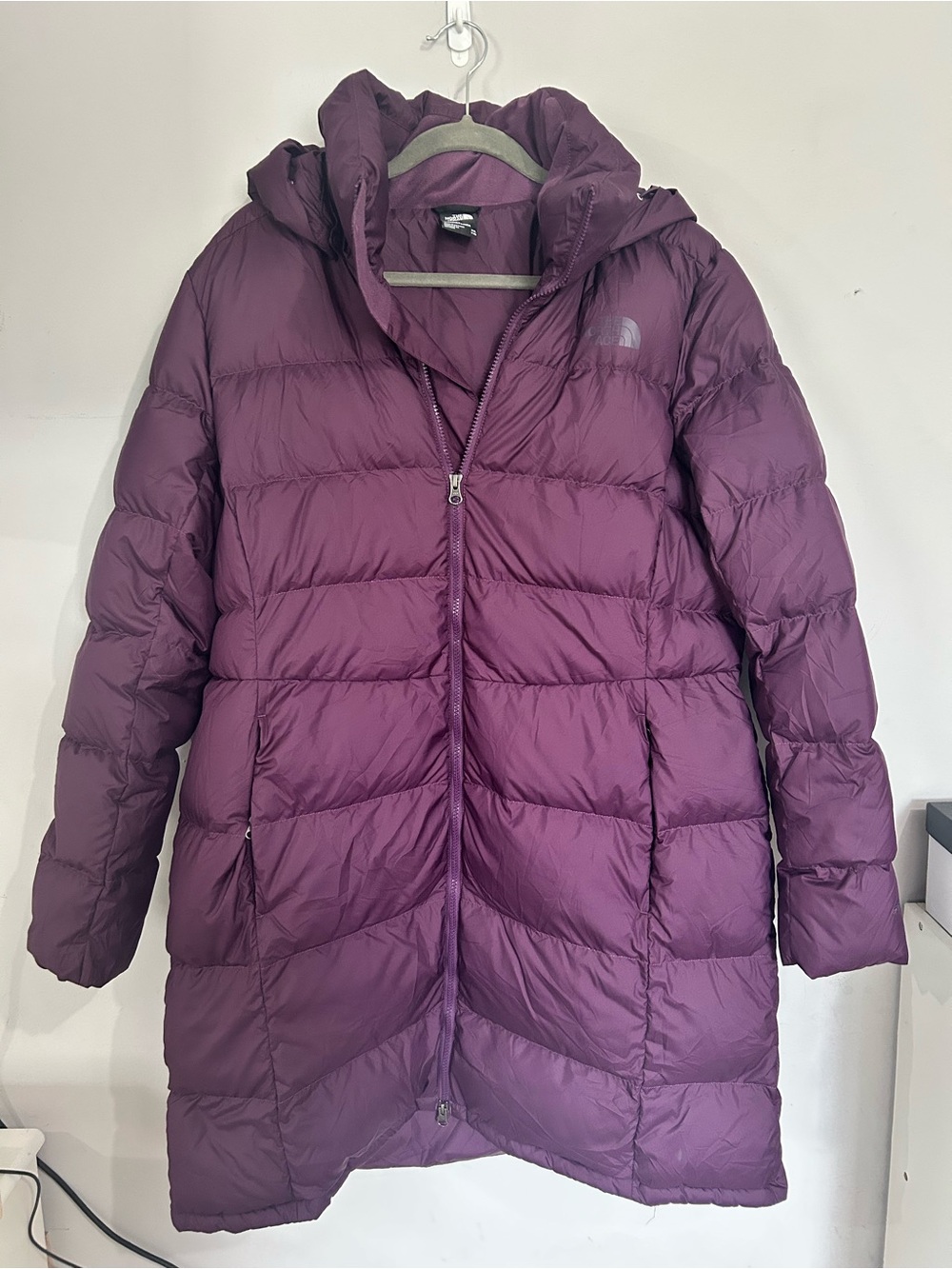 The North Face Women’s Hooded Long Purple Puffer Coat